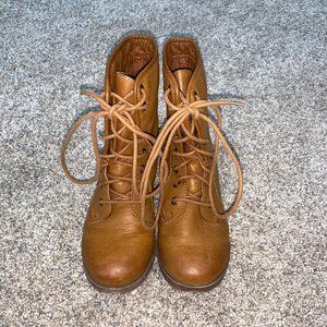 Tan Lace Up Ankle Boots